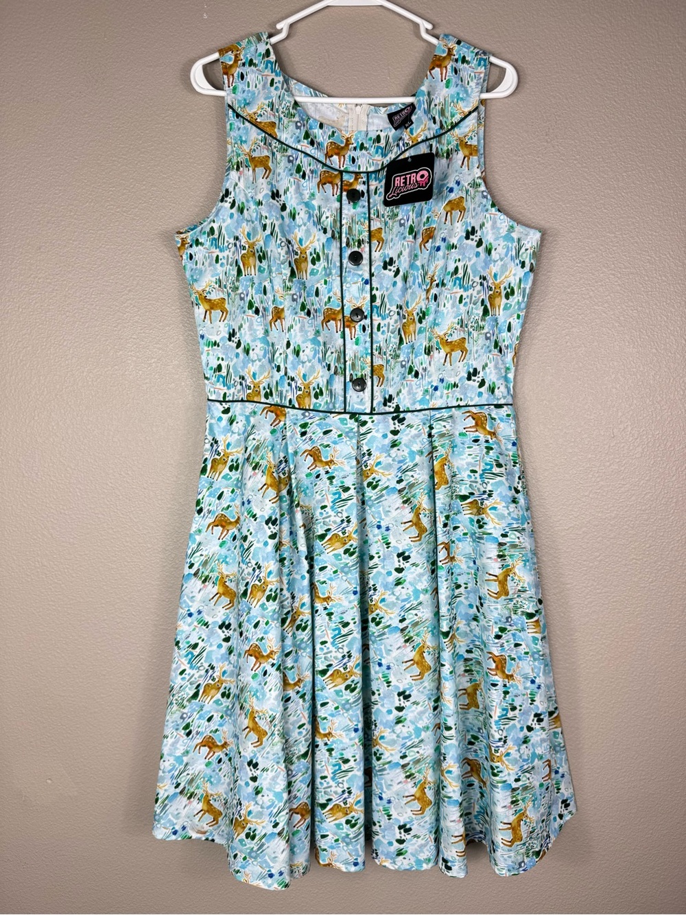 RETROLICIOUS Elizabeth Dress Woodland Deer pinup